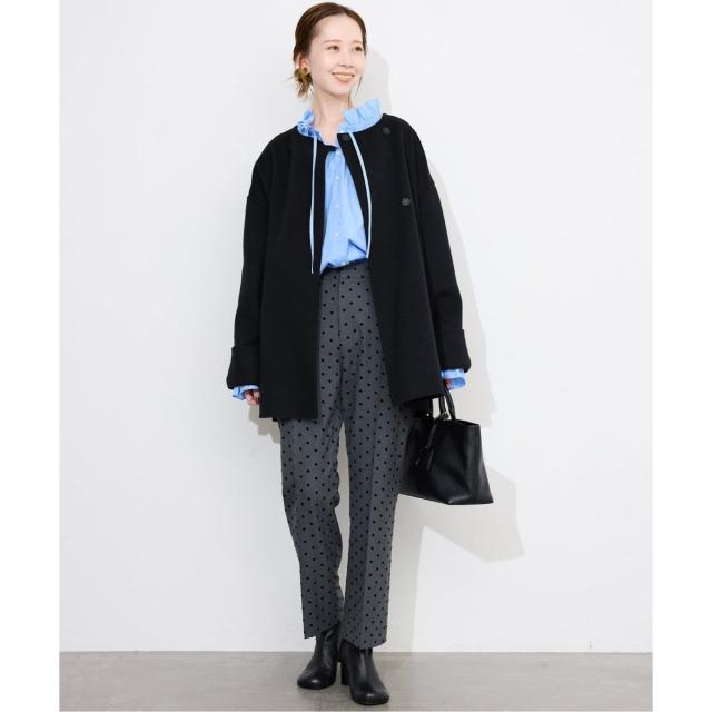 スローブ イエナ（SLOBE IENA）/《ストール付き》SUPER140 ダブルフェイスノーカラーコート・ストール