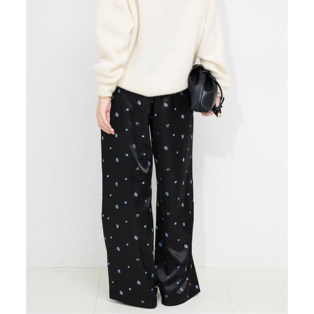 スローブ イエナ（SLOBE IENA）/flowerサテンストレートイージーパンツ