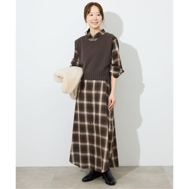 スローブ イエナ（SLOBE IENA）/《2枚セット》チャックシャツワンピース・ニットベストセット