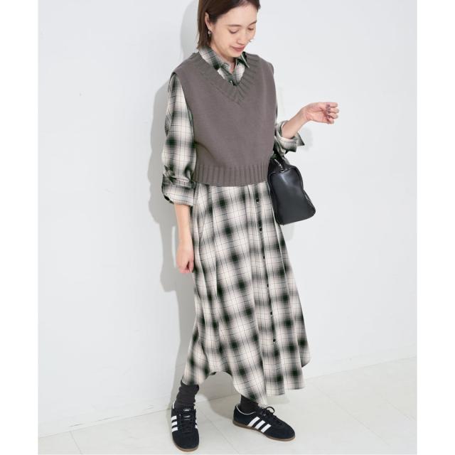 スローブ イエナ（SLOBE IENA）/《2枚セット》チャックシャツワンピース・ニットベストセット