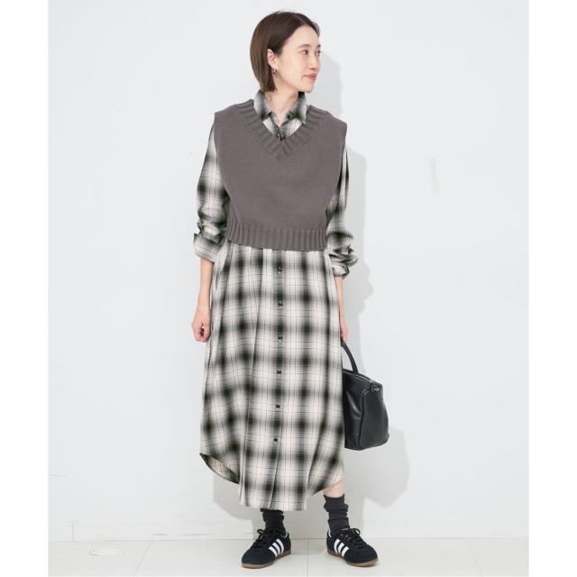 スローブ イエナ（SLOBE IENA）/《2枚セット》チャックシャツワンピース・ニットベストセット