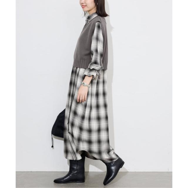 スローブ イエナ（SLOBE IENA）/《2枚セット》チャックシャツワンピース・ニットベストセット