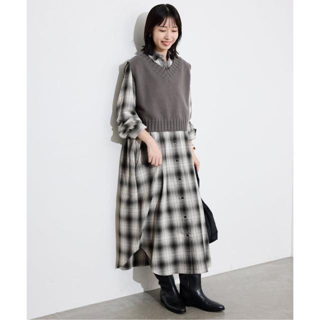 スローブ イエナ（SLOBE IENA）/《2枚セット》チャックシャツワンピース・ニットベストセット