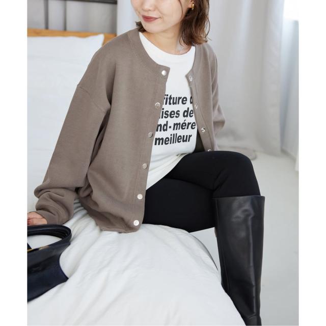 スローブ イエナ（SLOBE IENA）/《WEB限定/追加4予約》ダブルフェイスジャージースナップカーディガン