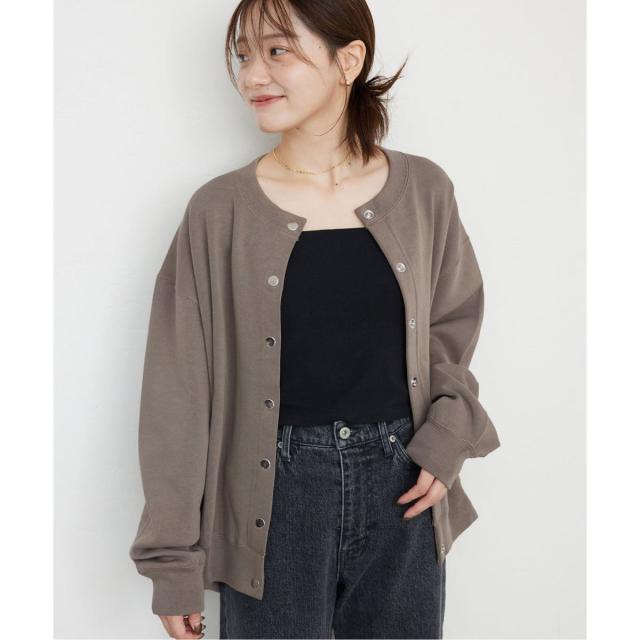 スローブ イエナ（SLOBE IENA）/《WEB限定/追加4予約》ダブルフェイスジャージースナップカーディガン
