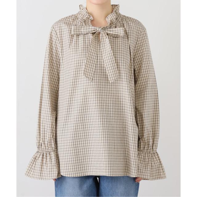 スローブ イエナ（SLOBE IENA）/コットンチェックフリルブラウス