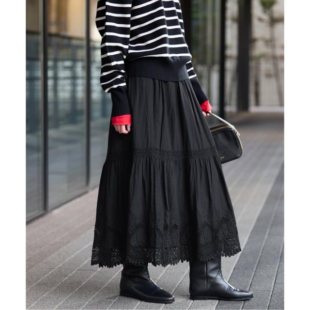 スローブ イエナ（SLOBE IENA）/《予約》コットンボイルケミカルレーススカート