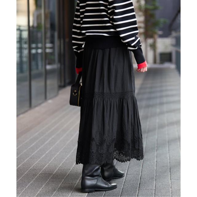 スローブ イエナ（SLOBE IENA）/《予約》コットンボイルケミカルレーススカート