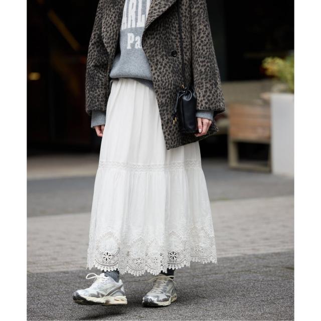 スローブ イエナ（SLOBE IENA）/《予約》コットンボイルケミカルレーススカート