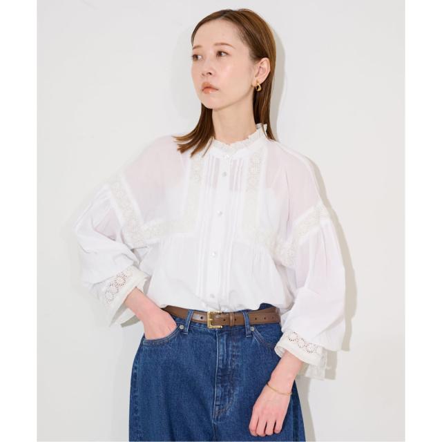 スローブ イエナ（SLOBE IENA）/《予約》コットンレースフリルブラウス