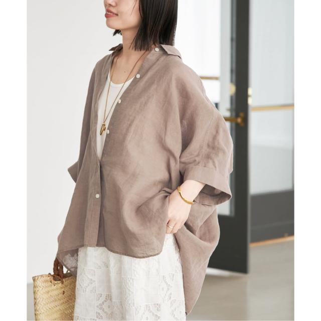 現行品✨ 新品タグ付 スローブイエナ リネン コットン ボックスシャツ 白 半袖 スローブ イエナ（SLOBE IENA）/《シリーズあり》リネンコットンBOX