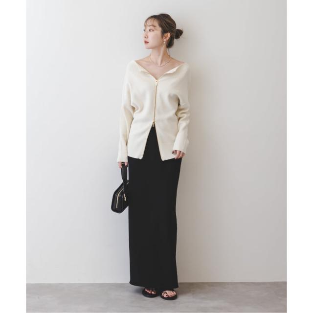 NOBLE コンフォートジャージーライクタイトスカート(ホワイト/36サイズ