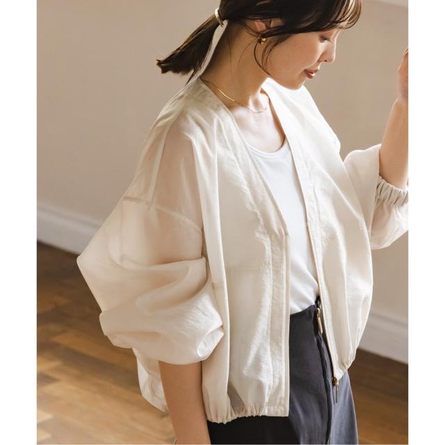 NOBLE 洗える フォギーシアーVカラーショートブルゾン ノーブル（Noble