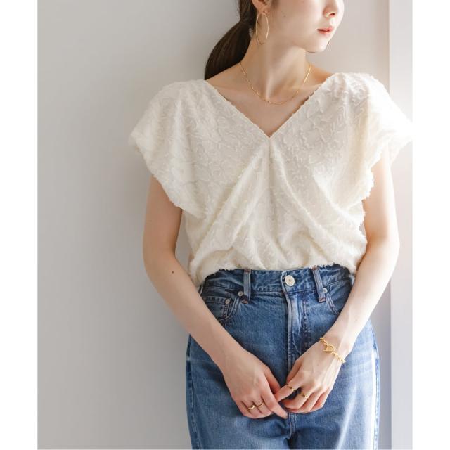 ノーブル（Noble）/【洗える】レオパードジャガードデコルテVブラウス