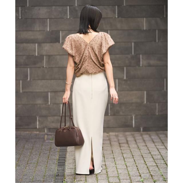 ノーブル（Noble）/【洗える】レオパードジャガードデコルテVブラウス