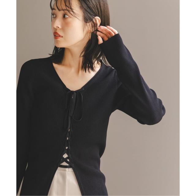 美品　NOBLE レースアップリブニット ノーブル NOBLE レースアップリブニット （ベージュ