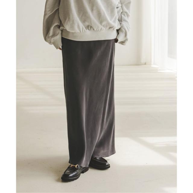 NOBLE キュプラサテンナローAラインスカート ノーブル NOBLE 《追加