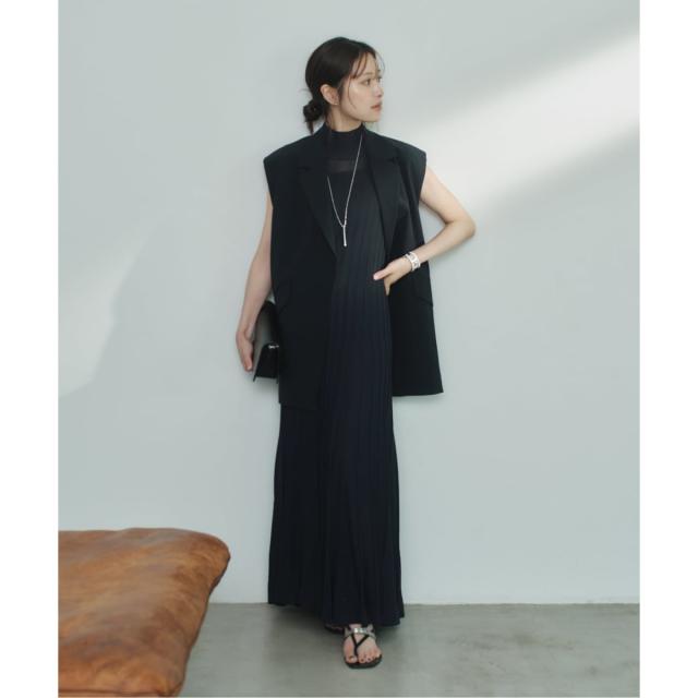 NOBLE×L'AUBE BLANC シアーワイドリブニットワンピース NOBLE×L'AUBE BLANC】シアーワイドリブニットワンピース