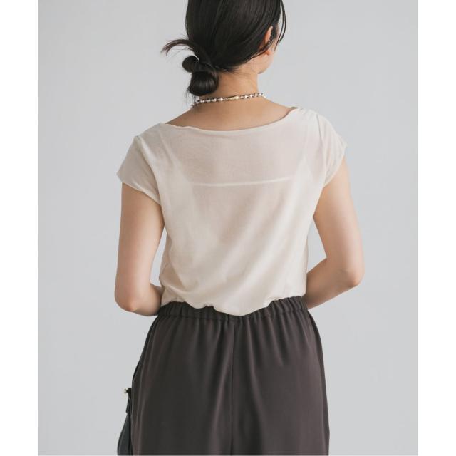 NOBLE【ノーブル】☆シアーベロアキャップスリーブTee　新品ホワイトA ノーブル NOBLE シアーベロアキャップスリーブTee （ホワイト A
