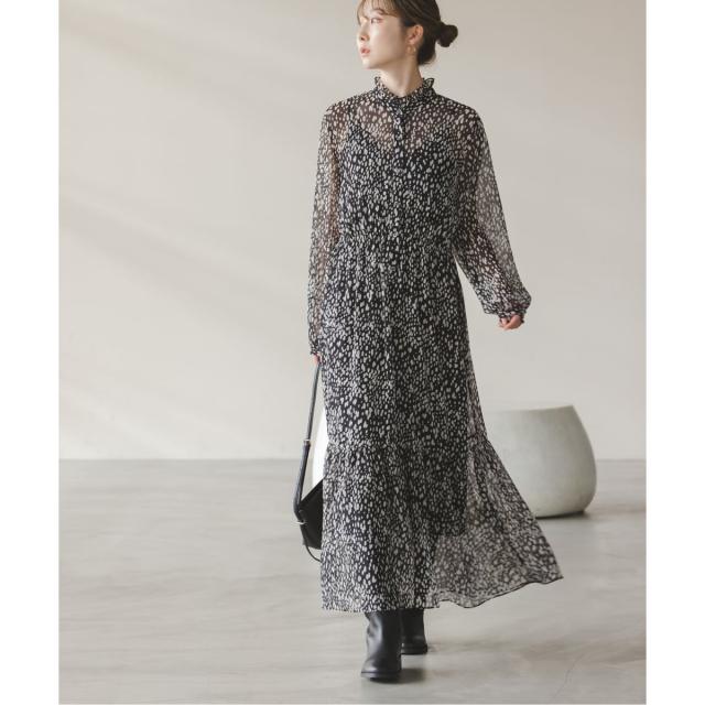 ノーブル（Noble）/ランダムドットプリントギャザーワンピース