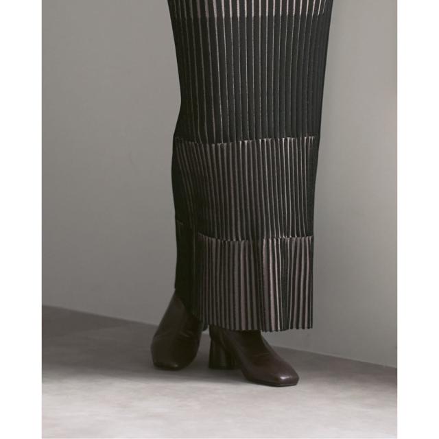 ノーブル（Noble）/《追加》【洗える】ランダムバイカラーリブニットスカート