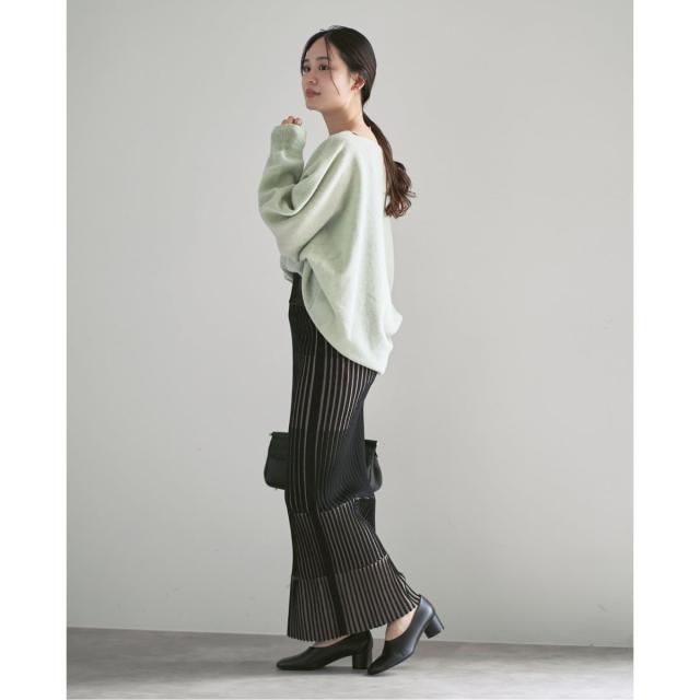 ノーブル（Noble）/《追加》【洗える】ランダムバイカラーリブニットスカート