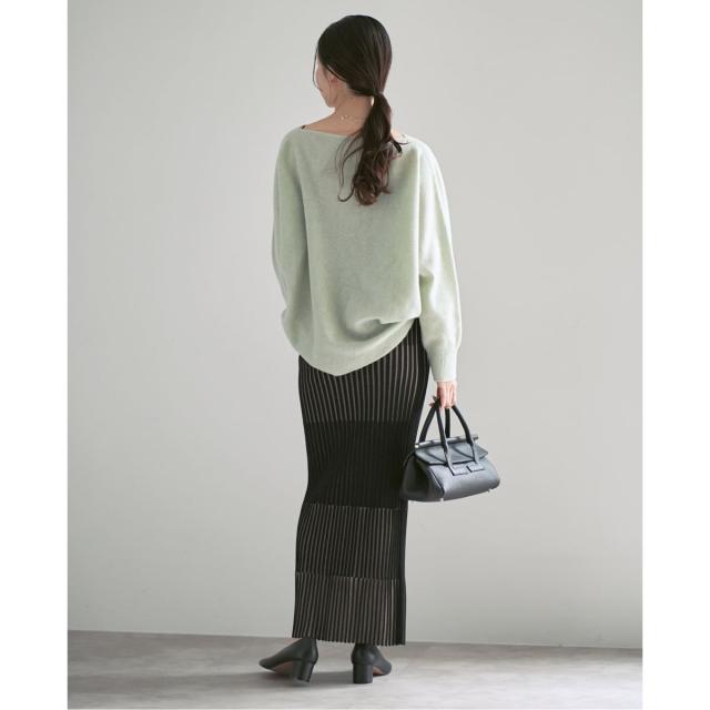 ノーブル（Noble）/《追加》【洗える】ランダムバイカラーリブニットスカート