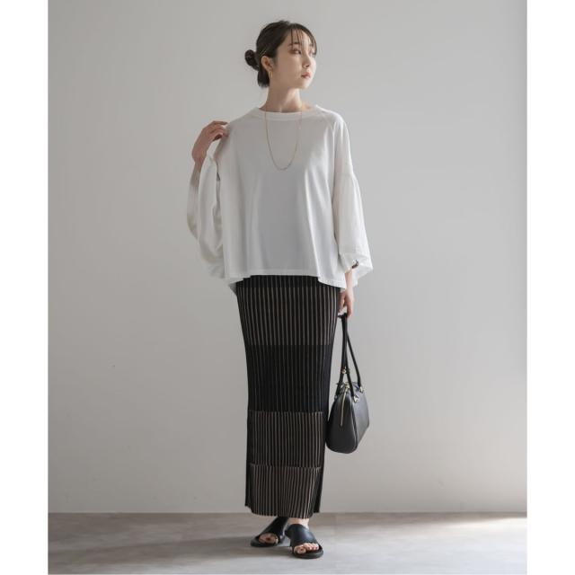 ノーブル（Noble）/《追加》【洗える】ランダムバイカラーリブニットスカート