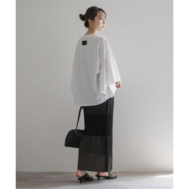 ノーブル（Noble）/《追加》【洗える】ランダムバイカラーリブニットスカート