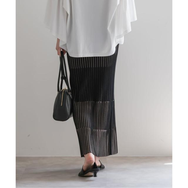 ノーブル（Noble）/《追加》【洗える】ランダムバイカラーリブニットスカート