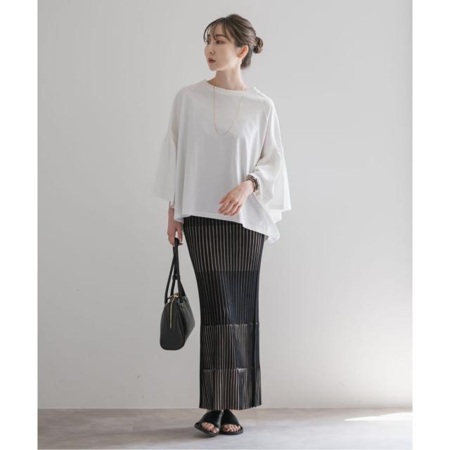 ノーブル（Noble）/《追加》【洗える】ランダムバイカラーリブニットスカート