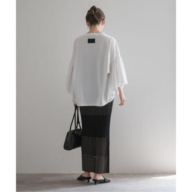 ノーブル（Noble）/《追加》【洗える】ランダムバイカラーリブニットスカート