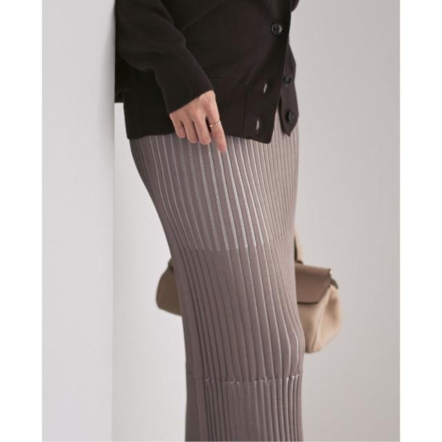 ノーブル（Noble）/《追加》【洗える】ランダムバイカラーリブニットスカート