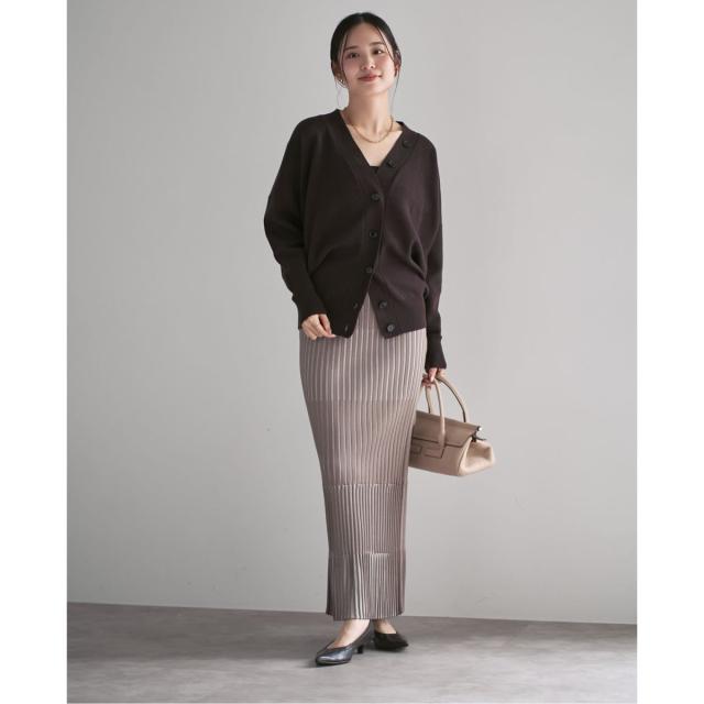 ノーブル（Noble）/《追加》【洗える】ランダムバイカラーリブニットスカート