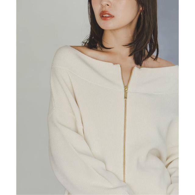 ノーブル（Noble）/《WEB限定追加》フロントジップボートネックニット