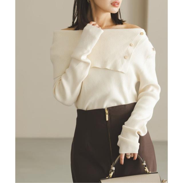 ノーブル（Noble）/《WEB限定追加》ショルダーボタンタイトリブニット