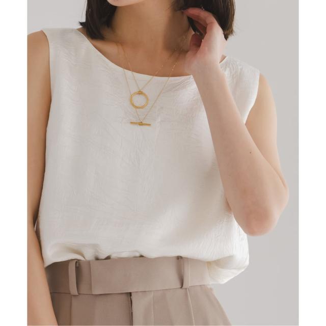 ノーブル（Noble）/《26SS先行予約》リンクルサテン2WAYタンク