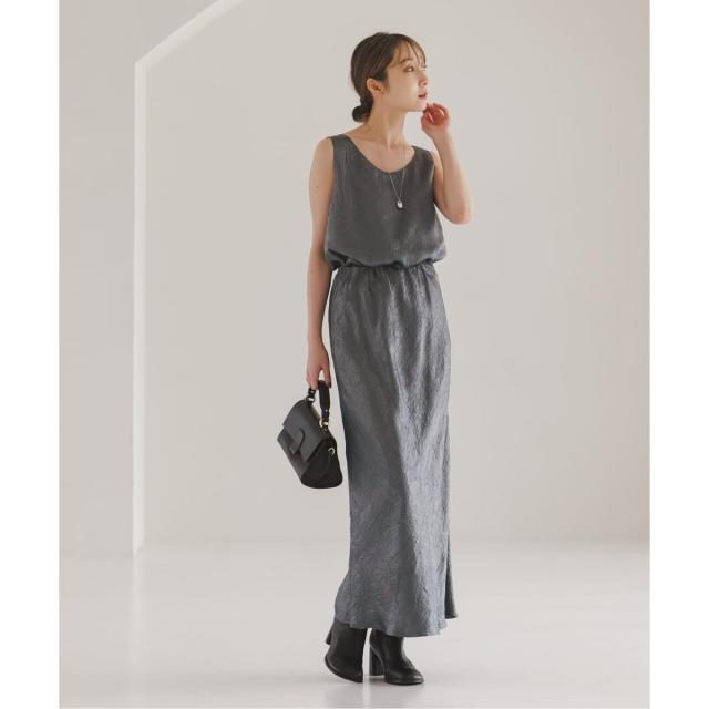 ノーブル（Noble）/《26SS先行予約》リンクルサテンナローAラインスカート