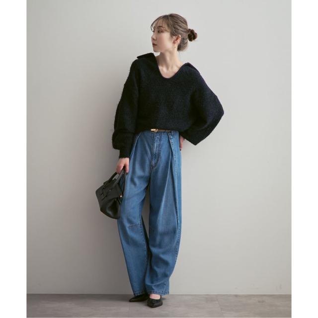 ノーブル（Noble）/《26SS先行予約・追加》スージングデニムフォルムタックパンツ