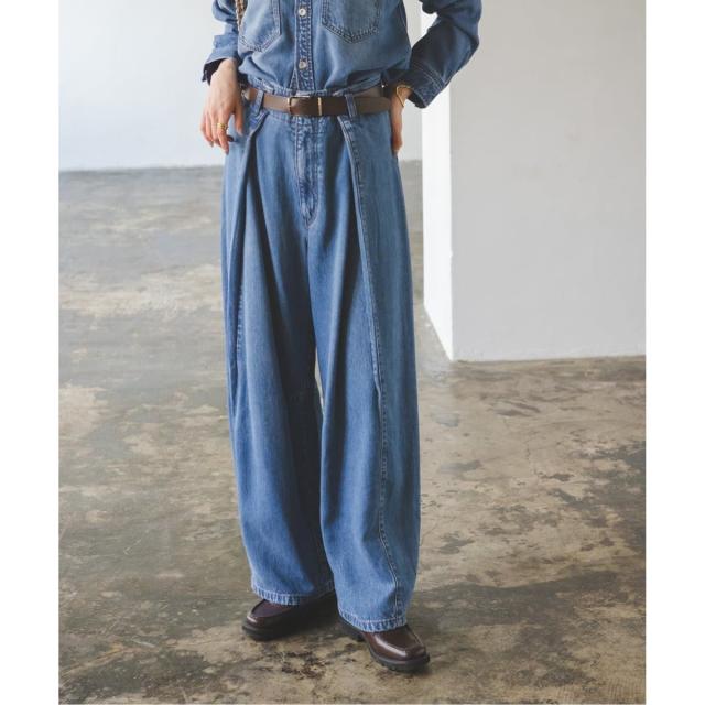 ノーブル（Noble）/《26SS先行予約・追加》スージングデニムフォルムタックパンツ