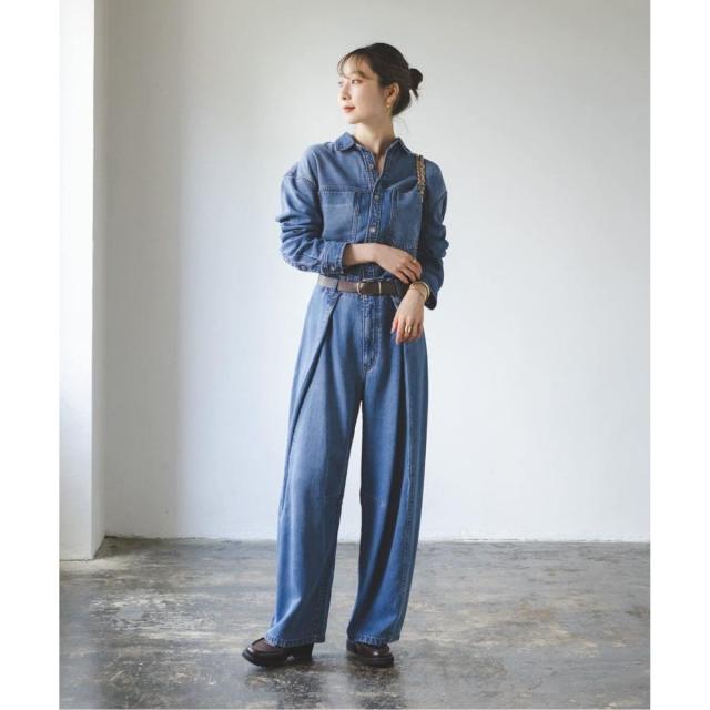 ノーブル（Noble）/《26SS先行予約・追加》スージングデニムフォルムタックパンツ