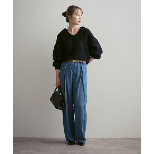 ノーブル（Noble）/《26SS先行予約・追加》スージングデニムフォルムタックパンツ