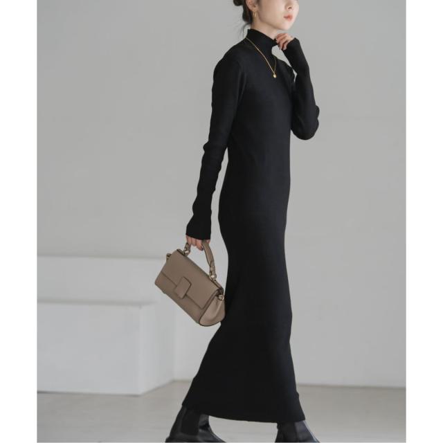 ノーブル（Noble）/《WEB限定カラー・追加》RY/PLリブハイネックロングワンピース