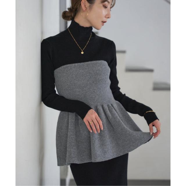 ノーブル（Noble）/《WEB限定カラー・追加》RY/PLリブハイネックロングワンピース