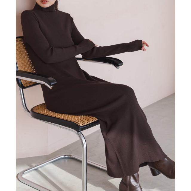 ノーブル（Noble）/《WEB限定カラー・追加》RY/PLリブハイネックロングワンピース