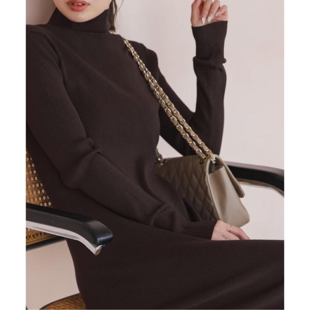 ノーブル（Noble）/《WEB限定カラー・追加》RY/PLリブハイネックロングワンピース