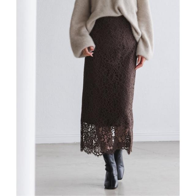 【NEW】ノーブル（Noble）/《追加 / WEB+一部店舗限定》リバーレースIラインスカート2