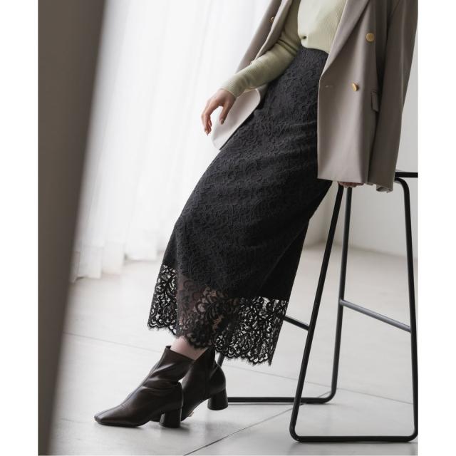 【NEW】ノーブル（Noble）/《追加 / WEB+一部店舗限定》リバーレースIラインスカート2