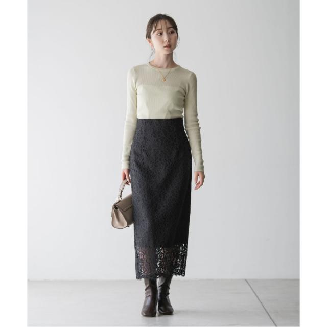 【NEW】ノーブル（Noble）/《追加 / WEB+一部店舗限定》リバーレースIラインスカート2