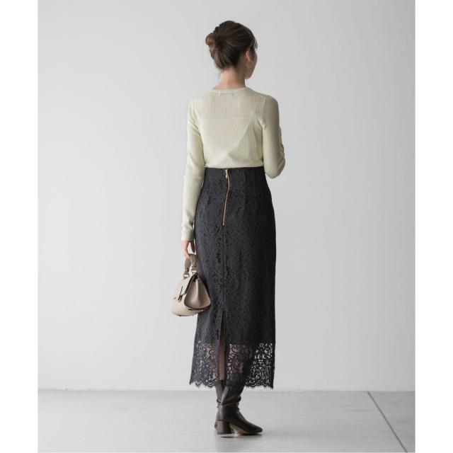【NEW】ノーブル（Noble）/《追加 / WEB+一部店舗限定》リバーレースIラインスカート2